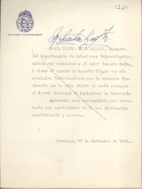 [Tarjeta] 1959 noviembre 18, Santiago, [Chile] [a] Joaquín Edwards Bello