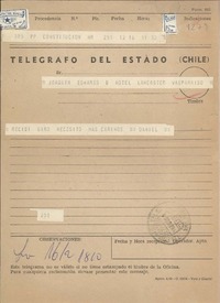 [Telegrama] 1961 febrero 12, Constitución, [Chile] [a] Joaquín Edwards Bello, [Valparaíso]