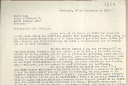 [Carta] 1959 noviembre 26, Santiago, [Chile] [a] Joaquín Edwards Bello