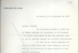 [Carta] 1959 noviembre 24, La Habana [Cuba] [a] Joaquín Edwards Bello
