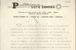 [Carta] 1959 noviembre 19, Santiago, [Chile] [a] Joaquín Edwards Bello