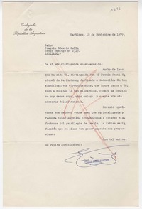 [Carta] 1959 noviembre 18, Santiago, Chile [a] Edwards Bello, Joaquín
