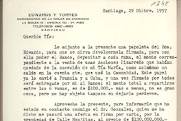 [Tarjeta] 1957 diciembre 29, Santiago, [Chile] [a] Joaquín Edwards Bello