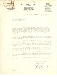 [Carta] 1958 sep. 15, Santiago, Chile [a] Miss Doris Dana, New York