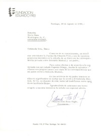 [Carta] 1983 ago. 26, Santiago, Chile [a] Doris Dana, Washington D.C.