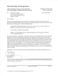 [Carta] 2007 mar. 7, Chicago, Illinois [a] Doris Dana, Florida