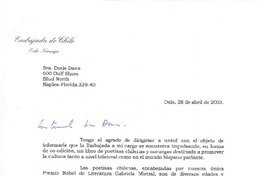 [Carta] 2003 abr. 28, Oslo, Noruega [a] Doris Dana, Florida