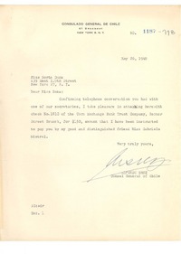 [Carta] 1949 may. 26 New York [a] Doris Dana, New York