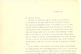 [Carta] 1954 abr. 3, [Santiago, Chile] [a] Doris Dana, [New York]