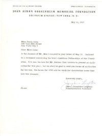 [Carta] 1957 may. 15, New York [a] Doris Dana, New York