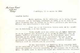 [Carta] 1955 mar. 11, Santiago, Chile [a] Doris Dana, [New York]