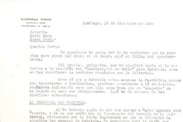 [Carta] 1955 dic. 16, Santiago, Chile [a] Doris Dana, [New York]