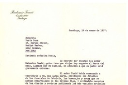 [Carta] 1957 ene. 28, Santiago, Chile [a] Doris Dana, [New York]