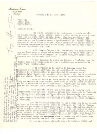 [Carta] 1957 abr. 17, Santiago, Chile [a] Doris Dana, [New York]