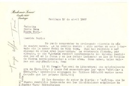 [Carta] 1957 abr. 17, Santiago, Chile [a] Doris Dana, [New York]