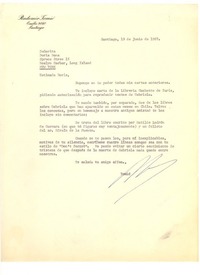 [Carta] 1957 jun. 13, Santiago, Chile [a] Doris Dana, [New York]