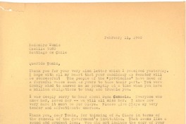 [Carta] 1960 feb. 11, [New York] [a] Radomiro Tomic, Santiago de Chile