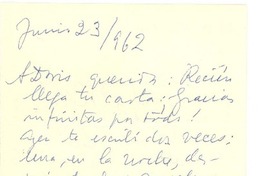 [Carta] [1962?] jun. 23 [Montevideo, Uruguay] [a] Doris Dana, [New York]