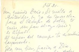 [Carta] [1962?] oct. 31, [Montevideo, Uruguay] [a] Doris Dana, [New York]