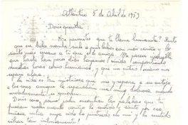 [Carta] 1953 abr. 5, Atlántico [a] Doris Dana, [New York]