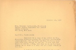 [Carta] 1957 oct. 19, New York [a] Doris Dana, New York
