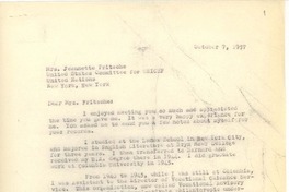 [Carta] 1957 oct. 15, New York [a] Doris Dana, New York