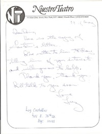 [Carta] [1979] may. 19, New York [a] Doris Dana, [New York]