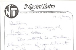 [Carta] [1979] may. 19, New York [a] Doris Dana, [New York]