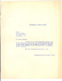 [Tarjeta] 1960 may. 25, Santiago, Chile [a] Luis Hernández, La Serena, Chile