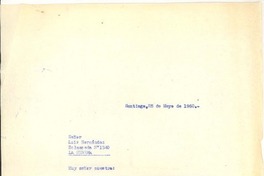 [Tarjeta] 1960 may. 25, Santiago, Chile [a] Luis Hernández, La Serena, Chile