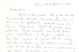 [Carta] 1957, sep. 10, Valparaíso, Chile [a] Doris Dana, [New York]