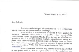 [Carta] 2002, abr. 4, Viña del Mar, Chile [a] Doris Dana