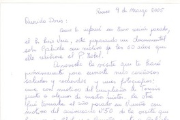 [Carta] 2005, mar. 9, Viña del Mar, Chile [a] Doris Dana