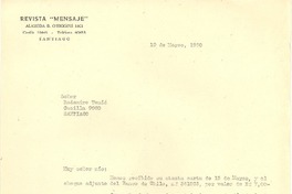 [Carta] 1960, mar. 19, Santiago, Chile [a] Radomiro Tomic