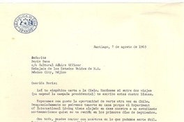 [Carta] 1963, ago. 7, Santiago, Chile [a] Doris Dana, [New York]