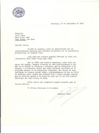[Carta] 1964, sep. 14, Santiago, Chile [a] Doris Dana [New York]