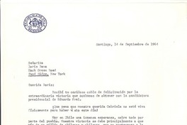 [Carta] 1964, sep. 14, Santiago, Chile [a] Doris Dana [New York]