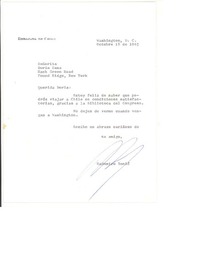 [Carta] 1965, oct. 18, Washington, D.C. [a] Doris Dana [New York]