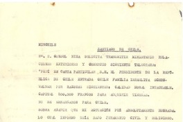 [Carta], [c.1940], [Santiago de Chile] [a] Ministerio de Relaciones Exteriores Y Comercio [Chile]