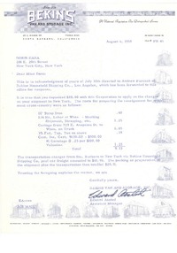 [Carta] 1958, ago. 4, Santa Barbara, California [a] Doris Dana, New York