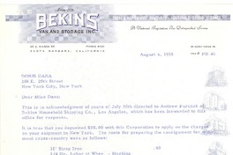 [Carta] 1958, ago. 4, Santa Barbara, California [a] Doris Dana, New York