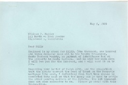 [Carta] 1959, may. 5, New York [a] William P. Malloy, California