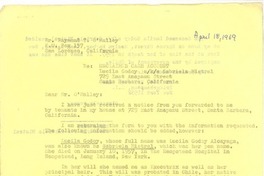 [Carta] 1969, abr. 18, New York [a] Raymond T. O'Malley, California