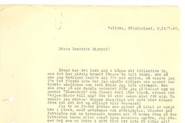 [Carta], 1949 mar. 14, Vallsta, Hälsingland, Suecia [a] Gabriela Mistral