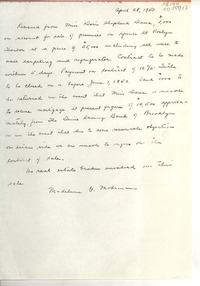 [Carta] 1953 apr. 28, [Ohio], [EE.UU.] [a] Doris Dana