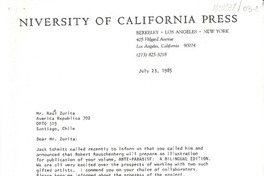[Carta] 1985 jul. 23, Los Angeles, California [a] Raúl Zurita