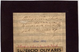 [Dedicatoria] 1937, Lima, [Perú] [a] Lupercio Olivares