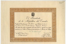 [Diploma] 1938 sep. 7, Quito, Ecuador [a] Gabriela Mistral