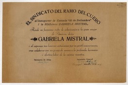 [Diploma] 1938 sep. 18, Guayaquil, Ecuador [a] Gabriela Mistral