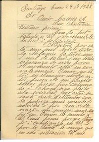 [Carta] 1928 ene. 29, Santiago, Chile [a] Luis Omar Cáceres, San Antonio, Chile